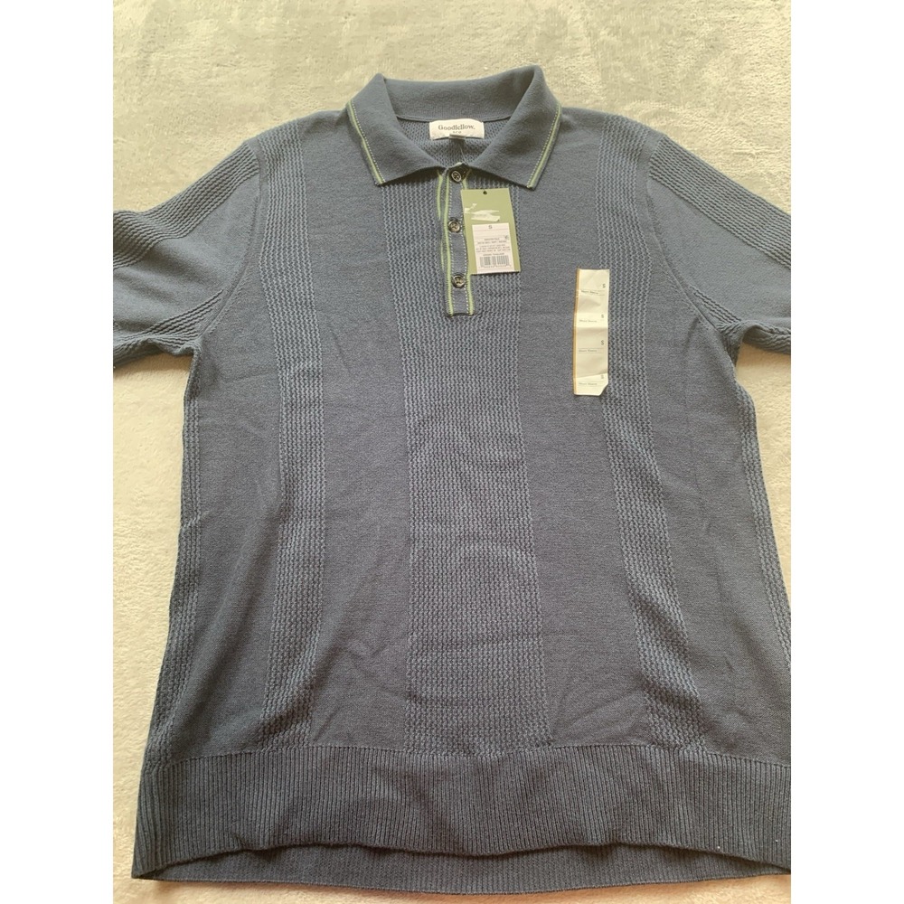 Goodfellow & Co In the Navy Green Stripe Button Down Polo - Size Small- NWT NEW